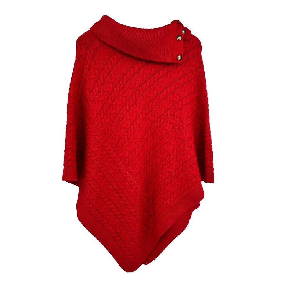 Talbots Cable Knit Poncho Sweater Womens L Holiday Lagenlook Chic Effortless NEW